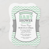 Mint Green Grey Chevron Baby shower Uitnodiging (Voorkant / Achterkant)