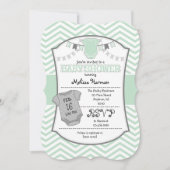 Mint Green Grey Chevron Baby shower Uitnodiging (Voorkant)