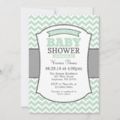 Mint Green Grey Chevron Baby shower Uitnodiging (Voorkant)