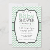 Mint Green Grey Chevron Baby shower Uitnodiging (Voorkant)