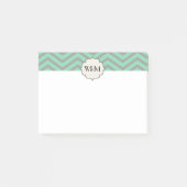 Mint Green Grey Chevron Patterned Monogrammed Post-it® Notes (Voorkant)