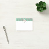 Mint Green Grey Chevron Patterned Monogrammed Post-it® Notes (Kantoor)
