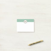 Mint Green Grey Chevron Patterned Monogrammed Post-it® Notes (Op bureau)