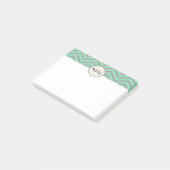 Mint Green Grey Chevron Patterned Monogrammed Post-it® Notes (Schuin)