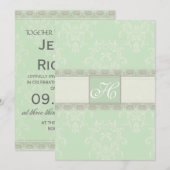 Mint Green Grey  Damask Wedding Invitation Kaart (Voorkant / Achterkant)