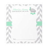Mint Green & Grey Elephant | Baby shower - Advies Notitieblok (Voorkant)