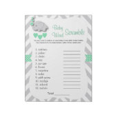 Mint Green & Grey Elephant Baby shower Word Game Notitieblok (Linkerzijde)