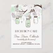 Mint Green & Grey Floral Mason Jars Reception Kaar Informatiekaartje (Voorkant)