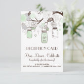 Mint Green & Grey Floral Mason Jars Reception Kaar Informatiekaartje (Staand voorkant)