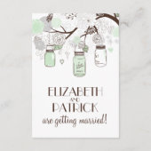 Mint Green & Grey Floral Mason Jars Reception Kaar Informatiekaartje (Achterkant)