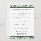 Mint Green & Grey Flower Damask Wedding Invitation Kaart (Achterkant)