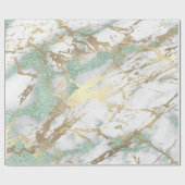 Mint Green Grey Foxier Gold Marble Shiny Metallic Cadeaupapier (Vlak)