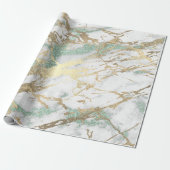 Mint Green Grey Foxier Gold Marble Shiny Metallic Cadeaupapier (Uitgerold)