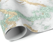 Mint Green Grey Foxier Gold Marble Shiny Metallic Cadeaupapier (Rol Hoek)