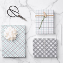 Mint Green & Grey Gingham Wrapping Paper Sheets