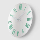 Mint Green Grey Metallic Silver Roman Numbers Grote Klok (Hoek)