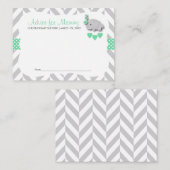 Mint Green & Grey Olifant Baby shower SM - Advies Afsprakenkaartje (Voorkant / Achterkant)