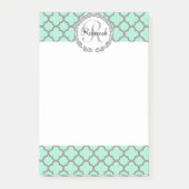 Mint Green Grey Persoonlijke Naam Monogram Post-it® Notes (Voorkant)