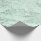 Mint Green Grey Silver Pastel Marble Molten Metal Cadeaupapier (Hoek)