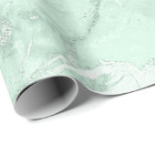 Mint Green Grey Silver Pastel Marble Molten Metal Cadeaupapier (Rol Hoek)