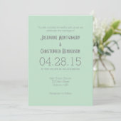 Mint Green Grey Simple Modern Wedding Invitation Kaart (Staand voorkant)