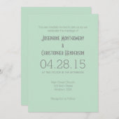 Mint Green Grey Simple Modern Wedding Invitation Kaart (Voorkant / Achterkant)