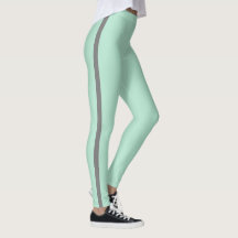 Mint Green Grey Stripe Leggings