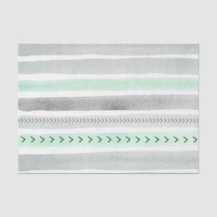  Mint Green Grey Waterverf Stripes Patroon Tissuepapier