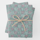 Mint Green Hand-Drawn Hearts Pattern Inpakpapier Vel (In situ)