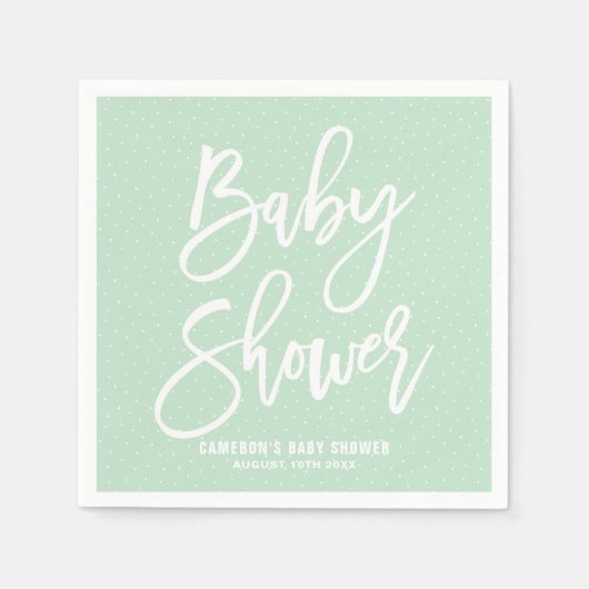 Mint Green Hand Geletterd Baby shower Papier serve Servetten (Voorkant)
