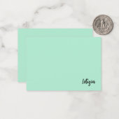 Mint Green Handgeschreven Naam Notitiekaarten Notitiekaartje (Voorkant / Achterkant in situ)
