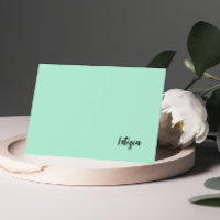 Mint Green Handgeschreven Naam Notitiekaarten