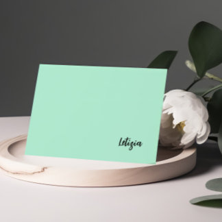 Mint Green Handgeschreven Naam Notitiekaarten Notitiekaartje