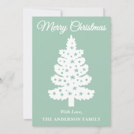 Mint Green handgeschreven script kerstboom Feestdagenkaart