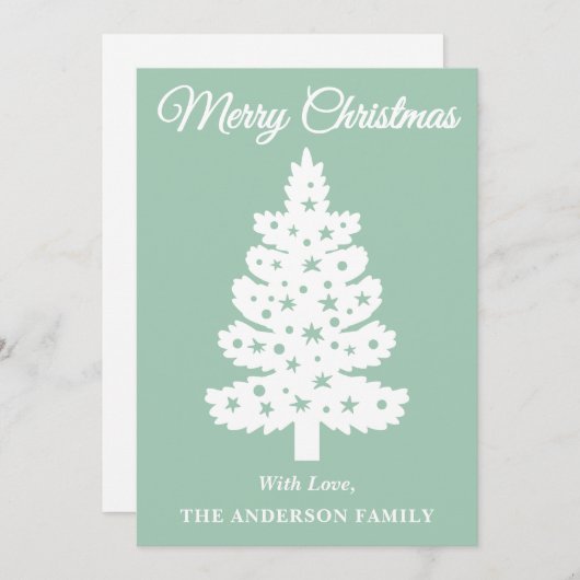 Mint Green handgeschreven script kerstboom Feestdagenkaart (Voorkant / Achterkant)