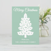 Mint Green handgeschreven script kerstboom Feestdagenkaart (Staand voorkant)