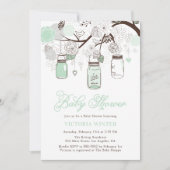 Mint Green Hanging Mason Jars Floral Baby shower Kaart (Voorkant)