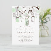 Mint Green Hanging Mason Jars Wedding Kaart (Staand voorkant)