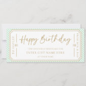 Mint Green Happy Birthday Cadeaubon Kaart (Voorkant)
