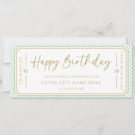 Mint Green Happy Birthday Cadeaubon Kaart