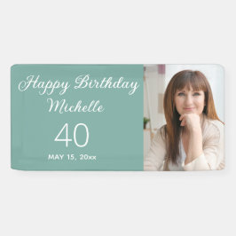 Mint Green Happy Birthday Foto Spandoek