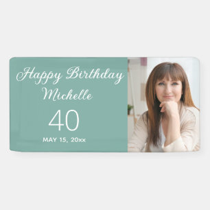 Mint Green Happy Birthday Foto Spandoek