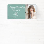Mint Green Happy Birthday Foto Spandoek (Insitu)