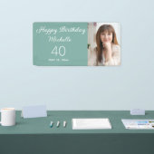 Mint Green Happy Birthday Foto Spandoek (Beurs)