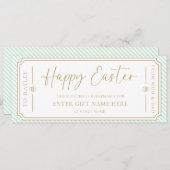 Mint Green Happy Easter Gift Voucher Kaart (Voorkant / Achterkant)