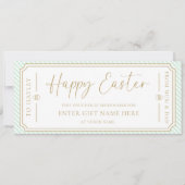 Mint Green Happy Easter Gift Voucher Kaart (Voorkant)