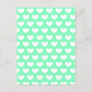 Mint Green Hearts Briefkaart