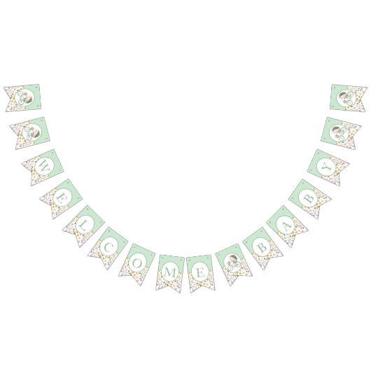 Mint Green Hedgehog Baby shower Bunting Flag Vlaggetjes (Alle)