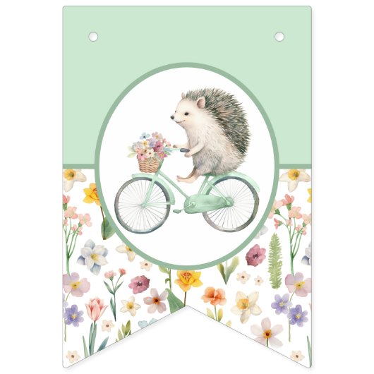 Mint Green Hedgehog Baby shower Bunting Flag Vlaggetjes (Tweede vlag)