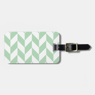 Mint Green Herringbone Pattern Bagagelabel